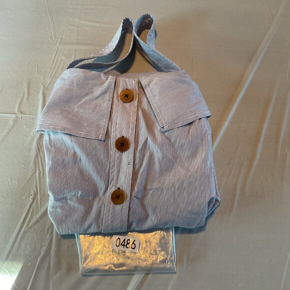 NWOT Maeve Blue & White Striped Off-Shoulder Top With Buttons Womens Size 10 - Picture 8 of 9